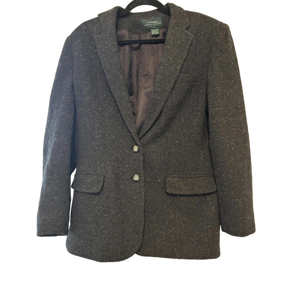 Vintage Lauren Ralph Lauren sz 14 black two button closure blazer/jacket #3082